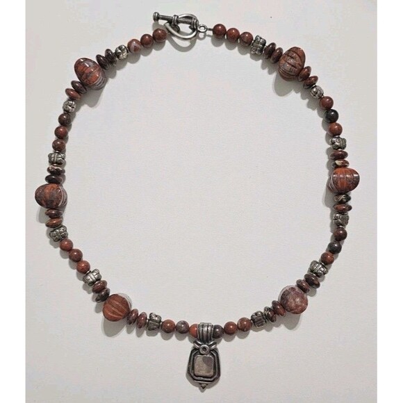 Vintage Stone Sterling Silver 925 Choker Necklace - Picture 8 of 8